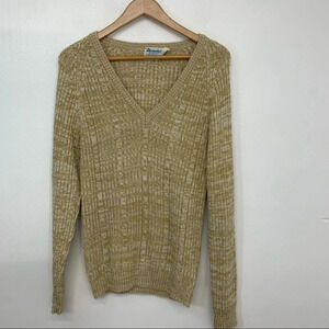 Vintage Alexanders Ribbed Knit Sweater Woman Medium V-neck Long  Sleeve Y2K